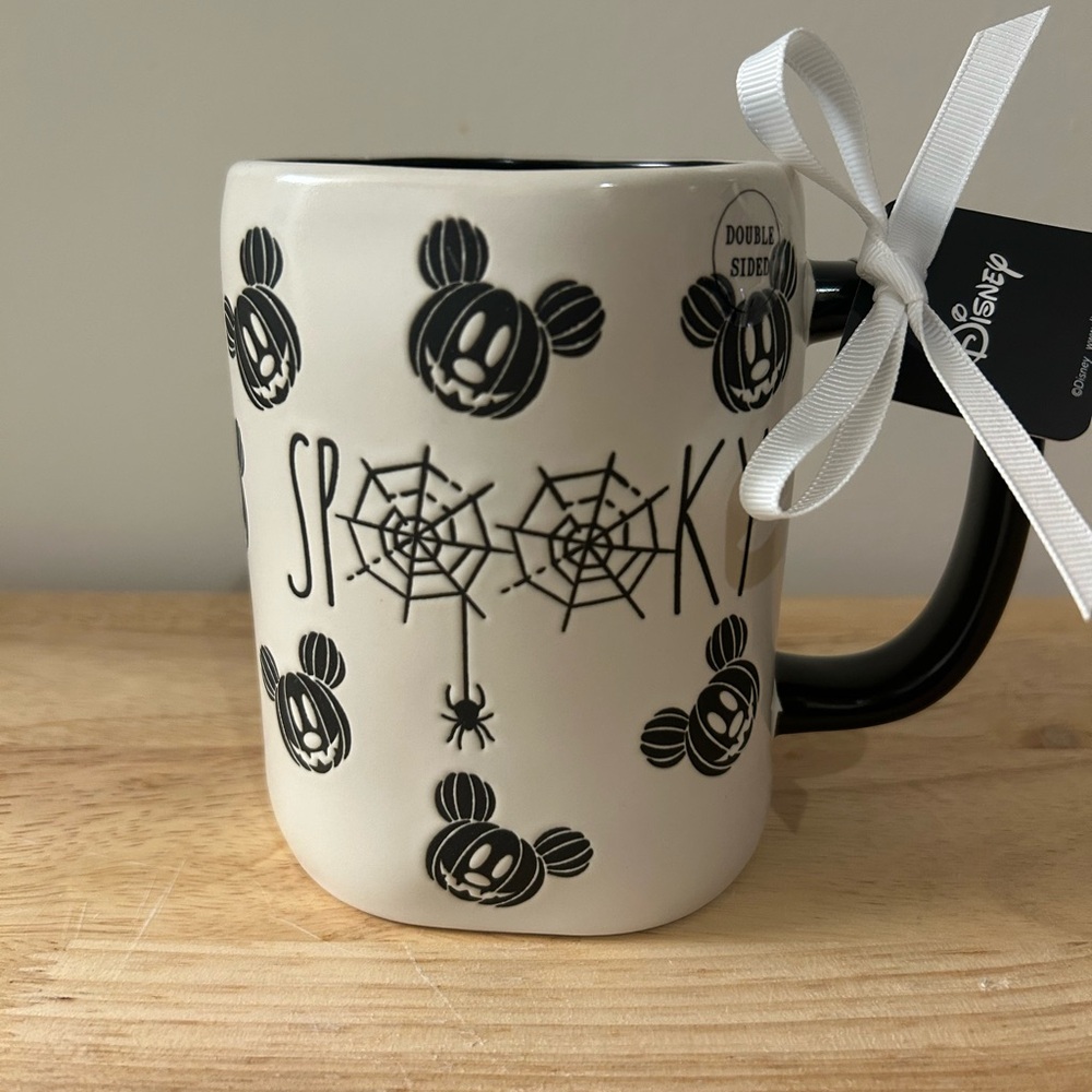 ⭐️ 2/$50 Rae Dunn Disney Halloween Mickey Pumpkin Mug Spooky Black White - Picture 3 of 5